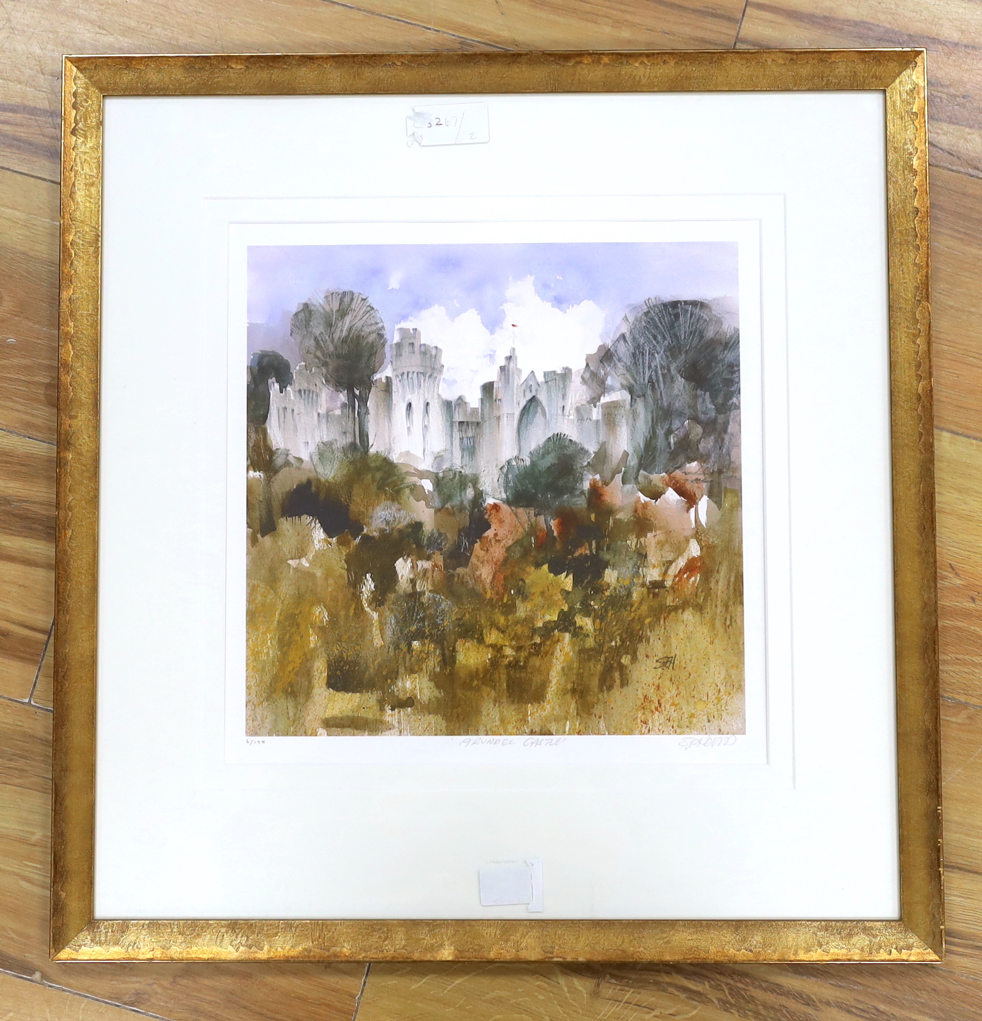 S.P. Harris, limited edition colour print, Arundel Castle, signed in pencil, 6/95, 30 x 30cm